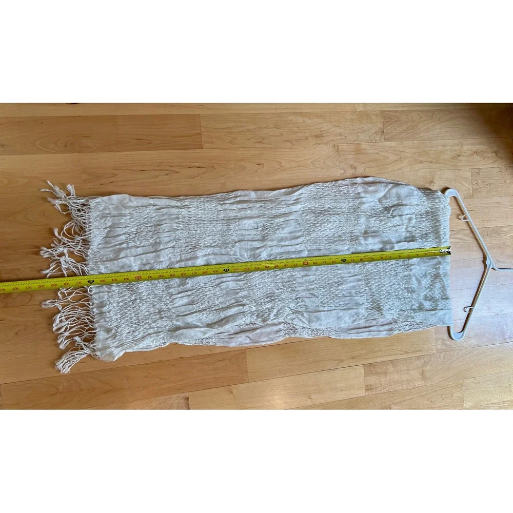 Old Navy Scarf Women OS Cream Crinkle Fringe Lightweight Textured Wrap Gauzy